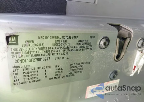 2007 Chevrolet Equinox Ls from USA, damaged, VIN 2CNDL13F276013747